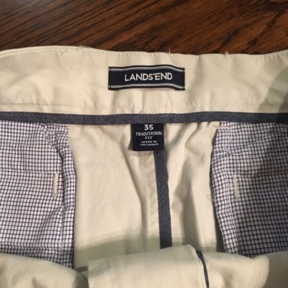 LANDS’ END Traditional Fit Flat Front Khaki Shorts 35 - Picture 7 of 7